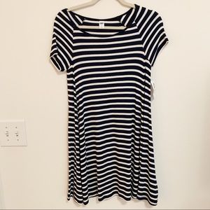 Old Navy Swing Dress Navy and White Striped XS